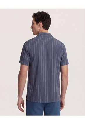 Camisa  Para Hombre Manga Corta Sin Bolsillo Cuello C Color Azul Marca Ostu #60010907