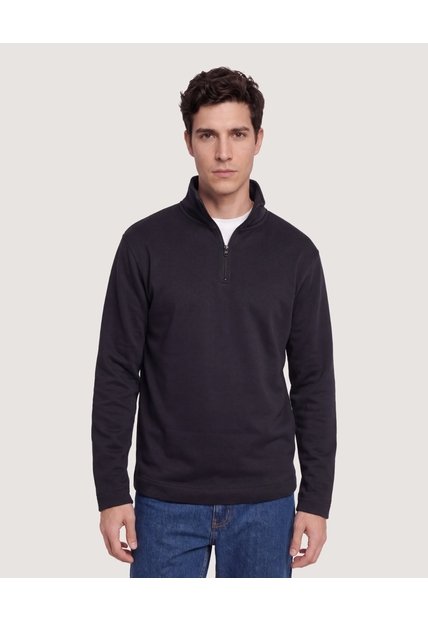 Buzo Half Zip  Para Hombre Negro Ostu