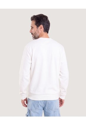 Buzo Cuello Redondo Estampado Para Hombre Crema Ostu