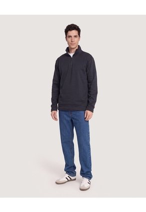 Buzo Half Zip  Para Hombre Negro Ostu