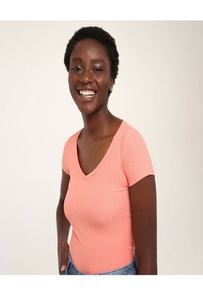 Camiseta Para Mujer Manga Corta Color Naranja Marca Ostu #40091486