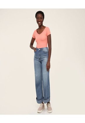 Camiseta Para Mujer Manga Corta Color Naranja Marca Ostu #40091486