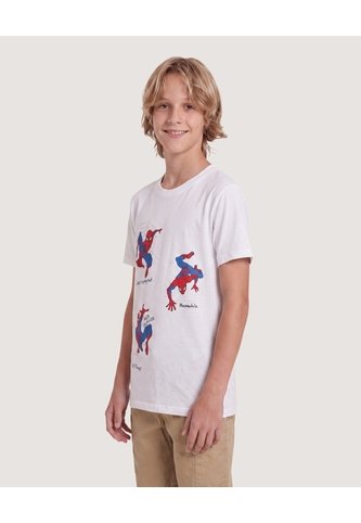 Camiseta Spider-Man Action Para Niño  Infantil Niño Crema Ostu Ostu