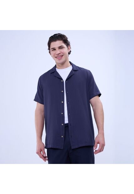 Camisa Para Hombre Manga Corta Sin Bolsillo Color Azul  Marca Ostu #60010776