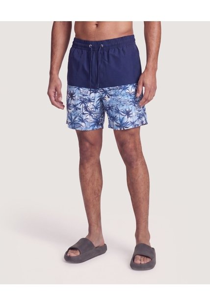 Pantaloneta De Baño Estampada  Para Hombre Celeste Ostu