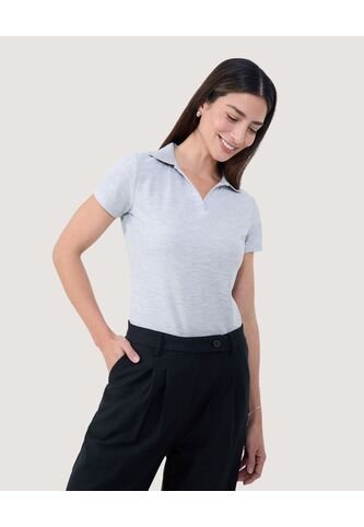 Polo Para Mujer Manga Corta Color Gris Claro Marca Ostu #40110171 Ostu