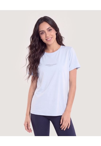Camiseta Manga Corta Con Screen-Deportivo  Para Mujer Celeste Ostu