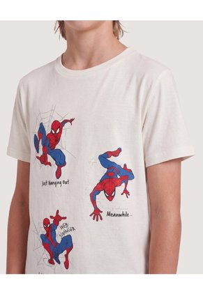 Camiseta Spider-Man Action Para Niño Infantil Niño Crema Ostu