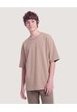 Camiseta Oversize Texturizada  Infantil Niño Camel Ostu de Ostu