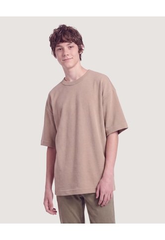 Camiseta Oversize Texturizada  Infantil Niño Camel Ostu Ostu