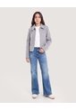 Chaqueta Trucker Cuello Camisero  Para Mujer Gris Ostu de Ostu