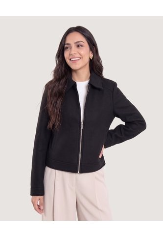 Chaqueta Trucker Cuello Camisero  Para Mujer Negro Ostu Ostu