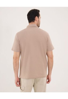 Camisa Para Hombre Manga Corta Sin Bolsillo Cuello Casual M Color Beige Marca Ostu #60010886