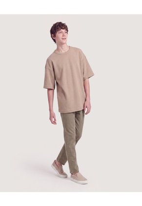 Camiseta Oversize Texturizada Infantil Niño Camel Ostu