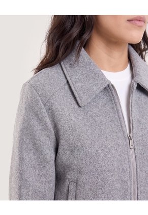 Chaqueta Trucker Cuello Camisero Para Mujer Gris Ostu