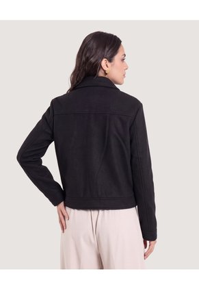 Chaqueta Trucker Cuello Camisero  Para Mujer Negro Ostu