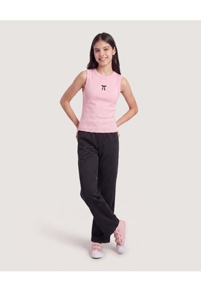 Pantalón Jogger Wide Leg  Infantil Niña Negro Ostu