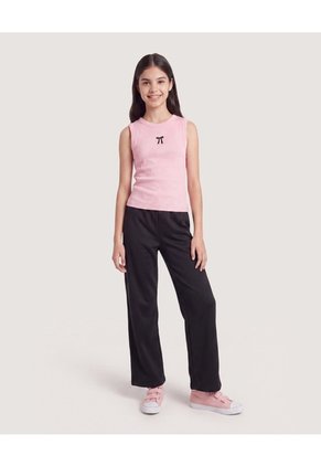 Camiseta Tank Acanalada  Infantil Niña Rosa Ostu