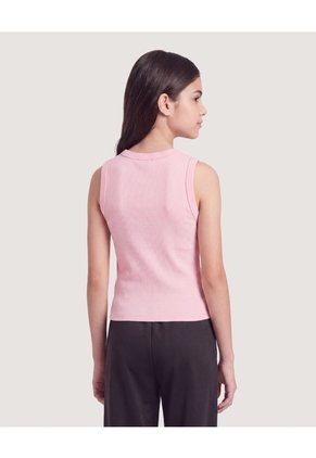 Camiseta Tank Acanalada  Infantil Niña Rosa Ostu