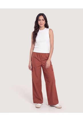 Pantalón Jogger Cargo Para Mujer Terracota Ostu
