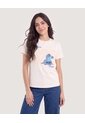 Camiseta Stitch 626 Vibes  Para Mujer Crema Ostu de Ostu