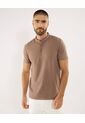 Polo Para Hombre Cuello Mao Sin Bolsillo Color Café Marca Ostu #60110842 de Ostu