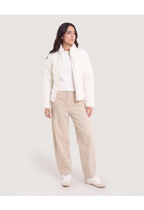 Chaqueta Acolchada Cuello Alto  Para Mujer Crema Ostu