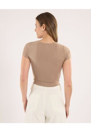 Camiseta Para Mujer Manga Corta Moda Color Café Marca Ostu #40092632