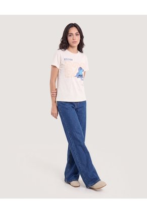 Camiseta Stitch 626 Vibes Para Mujer Crema Ostu