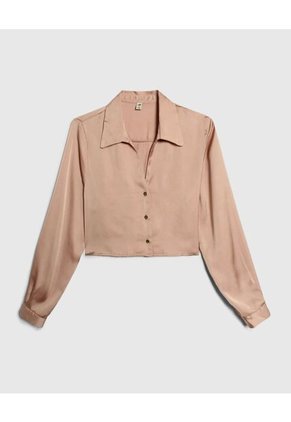 Camisa Para Mujer Manga Larga Color Beige Marca Ostu #40010199