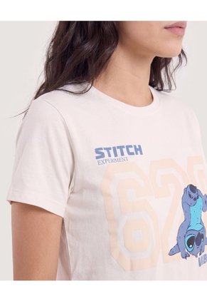 Camiseta Stitch 626 Vibes Para Mujer Crema Ostu
