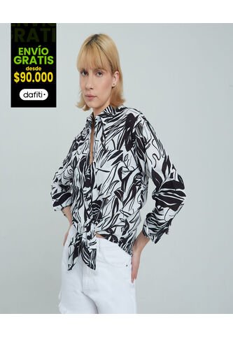 Camisa Para Mujer Manga Larga Color Crema Marca Ostu #40010160 Ostu