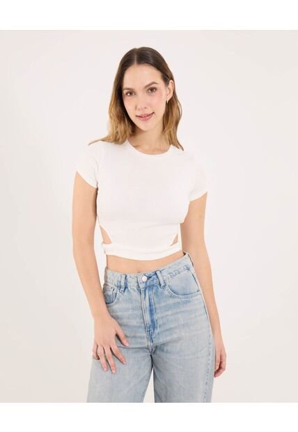 Camiseta Para Mujer Manga Corta Moda Color Crema Marca Ostu #40092631