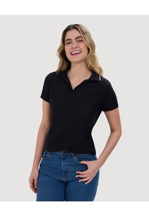 Polo Para Mujer Manga Corta Color Negro Marca Ostu #40110160