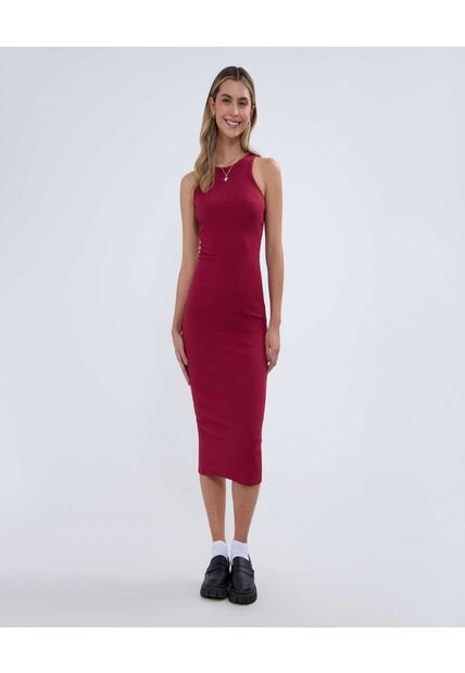 Vestido Para Mujer Manga Sisa Color Vino Marca Ostu #40170246