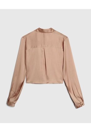 Camisa Para Mujer Manga Larga Color Beige Marca Ostu #40010199