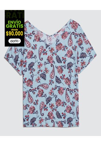 Blusa Para Mujer Manga Corta Color Azul Claro Marca Ostu #40120852 Ostu