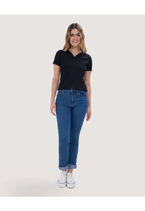 Polo Para Mujer Manga Corta Color Negro Marca Ostu #40110160