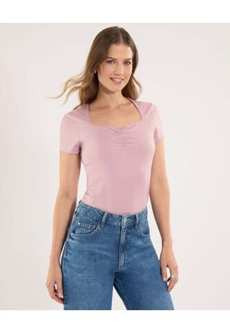 Camiseta Para Mujer Manga Corta Cuello V Color Lila Marca Ostu #40092684 Ostu