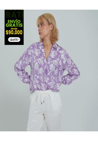 Blusa Para Mujer Manga 3/4 Color Lila  Marca Ostu #40120899 Ostu