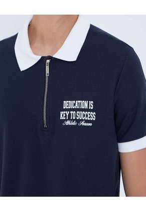 Polo Para Hombre Cuello Tejido Sin Bolsillo Color Azul Marca Ostu #60110755