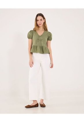 Blusa Para Mujer Manga Corta Color Verde Marca Ostu #40121199