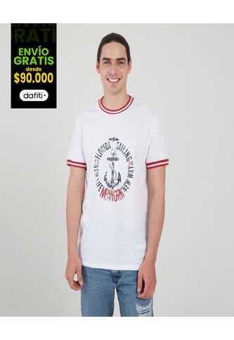 Camiseta Para Hombre Manga Corta Color Blanco Marca Ostu #60091090 Ostu