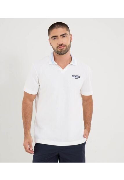 Polo Para Hombre Cuello Tejido Sin Bolsillo Color Crema Marca Ostu #60110844