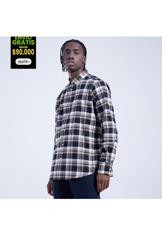 Camisa Para Hombre Manga Larga Sin Bolsillo Color Negro Marca Ostu #60010589 Ostu