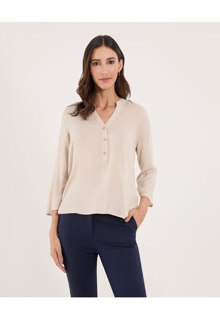 Blusa Para Mujer Manga 3/4 Color Beige Marca Ostu #40121186