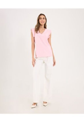 Blusa Para Mujer Manga Corta Color Rosa Marca Ostu #40121103