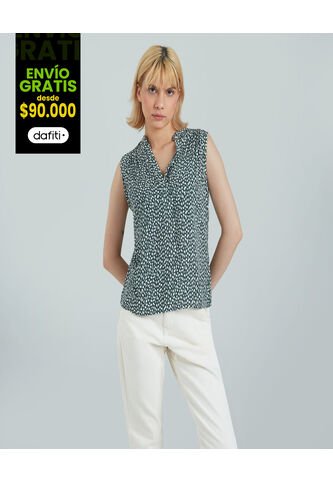 Blusa Para Mujer Manga Sisa Color Verde  Marca Ostu #40120890 Ostu