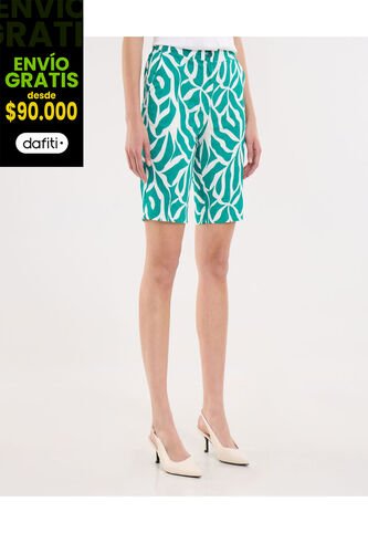 Bermuda Para Mujer Regular Corto Color Verde Marca Ostu #40100100 Ostu