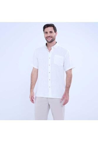 Camisa Para Hombre Manga Corta Con Bolsillo Color Crema Marca Ostu #60010755 Ostu